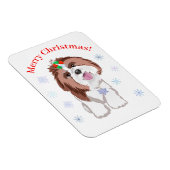 Frohe Weihnachten Shih Tzu mit Snowflake Hund Magnet (Rechte Seite)