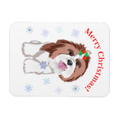 Frohe Weihnachten Shih Tzu mit Snowflake Hund Magnet (Horizontal)