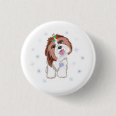Frohe Weihnachten Shih Tzu mit Snowflake Schlüssel Button (Vorderseite)