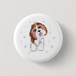 Frohe Weihnachten Shih Tzu mit Snowflake Schlüssel Button