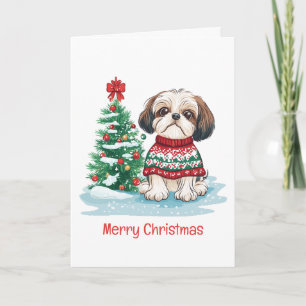 Frohe Weihnachten Shih Tzu Santa Hund