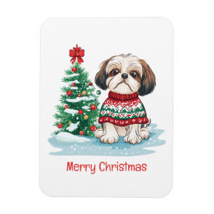 Frohe Weihnachten Shih Tzu Santa Hund Magnet