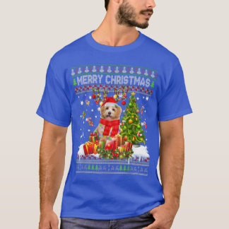 Frohe Weihnachten Shih Tzu Santa Xmas Tree Lights T-Shirt