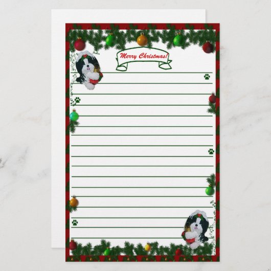 Frohe Weihnachten Shih Tzu stationär! Briefpapier (Vorne/Hinten)