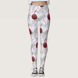 Frohe Weihnachten Shiny Red Ornament Ball Leggings