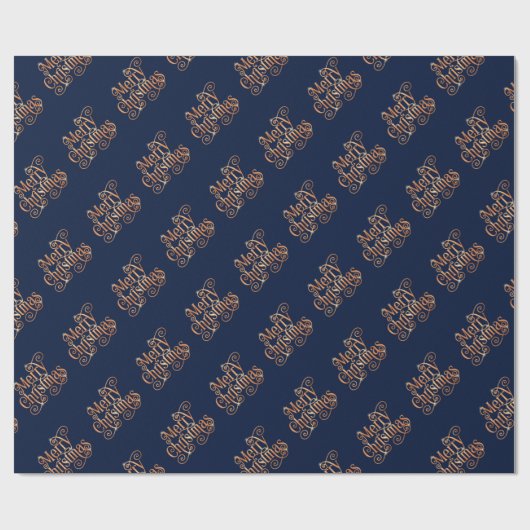 Frohe Weihnachten Shiny Swirl Gold Text Dunkelblau Geschenkpapier (Flach)