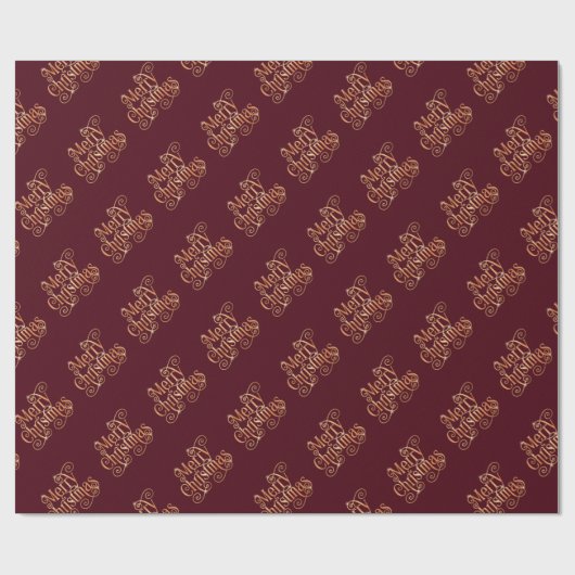 Frohe Weihnachten Shiny Swirl Gold Text dunkelrot Geschenkpapier (Flach)