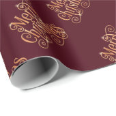 Frohe Weihnachten Shiny Swirl Gold Text dunkelrot Geschenkpapier (Rolleneckpunkt)