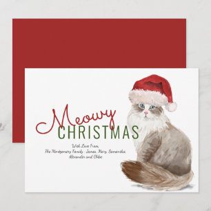 Frohe Weihnachten Sibirische Katze Santa Hut Wasse