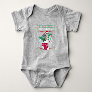 Frohe Weihnachten sibirischer Husky Hund in Sock F Baby Strampler