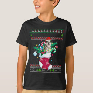 Frohe Weihnachten sibirischer Husky Hund in Sock F T-Shirt