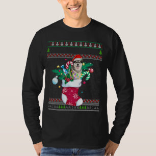 Frohe Weihnachten sibirischer Husky Hund in Sock F T-Shirt