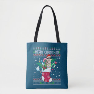 Frohe Weihnachten sibirischer Husky Hund in Sock F Tasche
