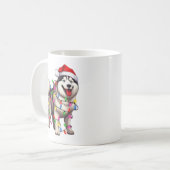 Frohe Weihnachten Sibirischer Husky mit Weihnachts Kaffeetasse (Vorderseite Links)