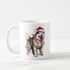 Frohe Weihnachten Sibirischer Husky mit Weihnachts Kaffeetasse