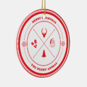 Frohe Weihnachten Sie schmutziges Tier Keramikornament (Rechts)