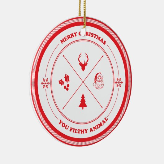 Frohe Weihnachten Sie schmutziges Tier Keramikornament (Rechts)