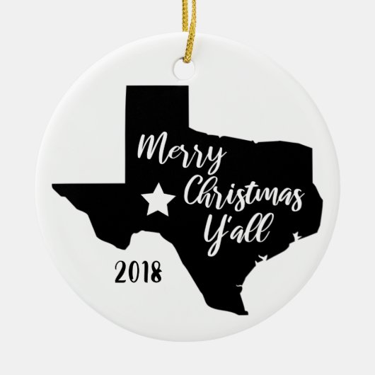 Frohe Weihnachten Sie Texas-Weihnachtsverzierung Keramik Ornament (Vorne)