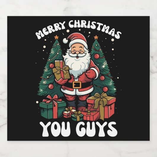 Frohe Weihnachten Sie Typ Weihnachtsmann Schaumweinetikett (Einzelnes Label)