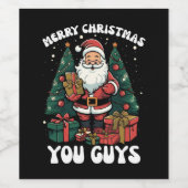 Frohe Weihnachten Sie Typ Weihnachtsmann Weinetikett (Einzelnes Label)