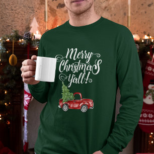 Frohe Weihnachten Sie Vintages LKW-Grün M T-Shirt