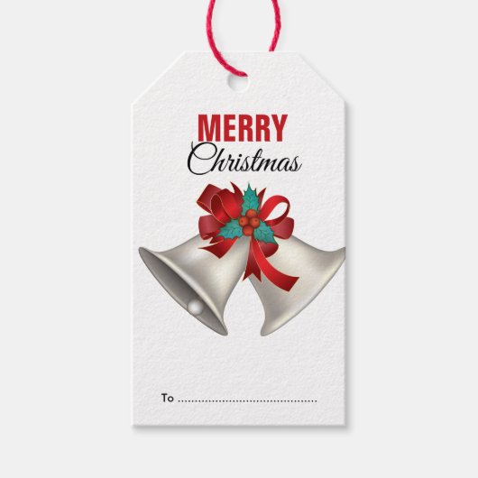 Frohe Weihnachten Silber Bells Festival Geschenkanhänger (Vorderseite)