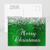 Frohe Weihnachten Silber Glitter Grün Folie (Vorne/Hinten)