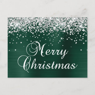 Frohe Weihnachten Silber Glitter Tanne Grün Folie