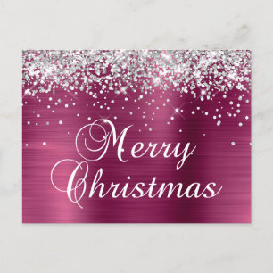 Frohe Weihnachten Silber Glitter Weinfolie