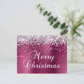 Frohe Weihnachten Silber Glitter Weinfolie (Stehend Vorderseite)