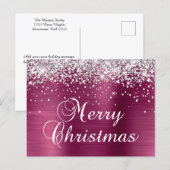 Frohe Weihnachten Silber Glitter Weinfolie (Vorne/Hinten)