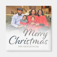 Frohe Weihnachten Silber Glitzer VOLL Foto & Name