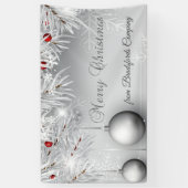 Frohe Weihnachten, Silberbälle, Schneeflocken, Bra Banner (Vertikal)