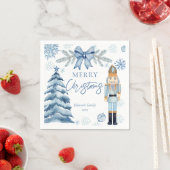 Frohe Weihnachten Silberblauer Bogen Nutcracker Serviette (Beispiel)