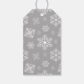 Frohe Weihnachten Silbergraue Schneeflocken Geschenkanhänger (Rückseite)