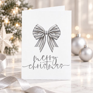 Frohe Weihnachten Silberner Streifenbogen Schrift