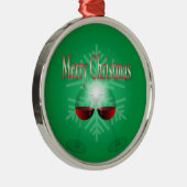 Frohe Weihnachten Silbernes Ornament (Rechts)