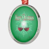Frohe Weihnachten Silbernes Ornament (Links)