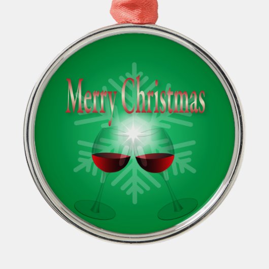 Frohe Weihnachten Silbernes Ornament (Vorne)