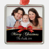 Frohe Weihnachten Silbernes Ornament (Vorne)