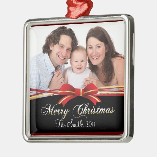 Frohe Weihnachten Silbernes Ornament (Links)