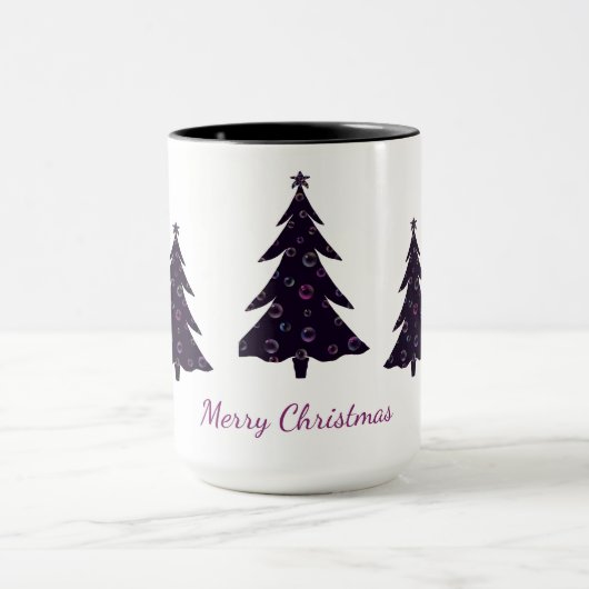 Frohe Weihnachten, Silhouette, Regenbogenblasen Tasse (Zentrum)