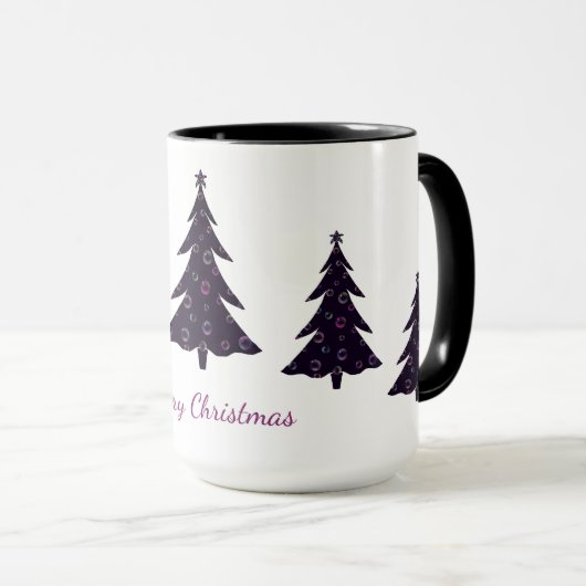 Frohe Weihnachten, Silhouette, Regenbogenblasen Tasse (VorderseiteRechts)