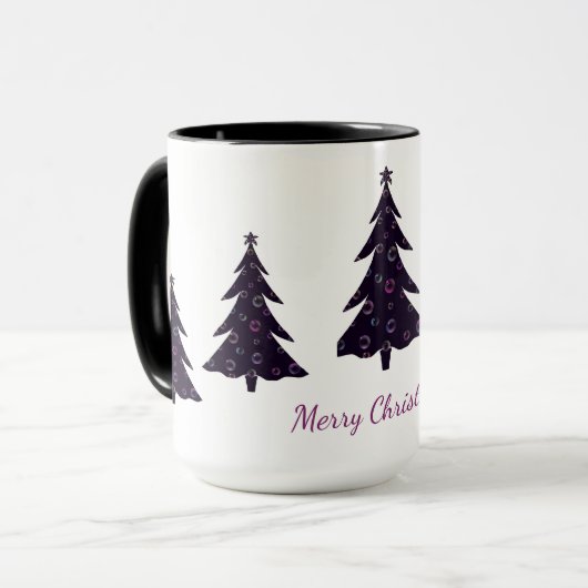 Frohe Weihnachten, Silhouette, Regenbogenblasen Tasse (Vorderseite Links)