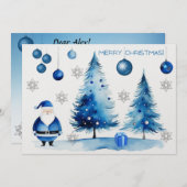 Frohe Weihnachten Silver & Blue Japandi Wasserfarb (Vorne/Hinten)