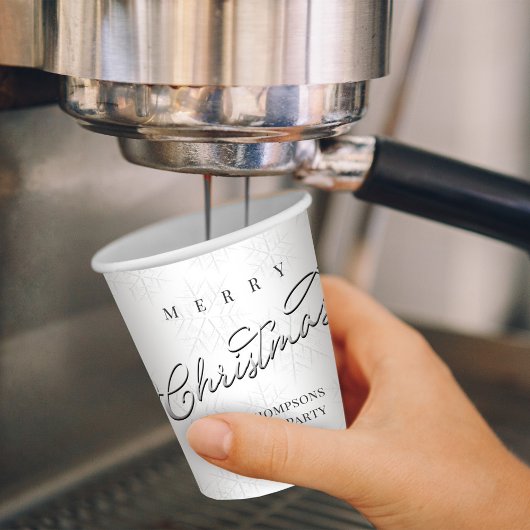 Frohe Weihnachten Silver Calligrafy Niedlich Snowf Pappbecher