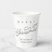 Frohe Weihnachten Silver Calligrafy Niedlich Snowf Pappbecher (Rückseite)