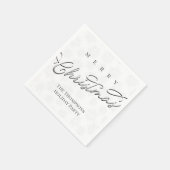 Frohe Weihnachten Silver Calligrafy Niedlich Snowf Serviette (Ecke)