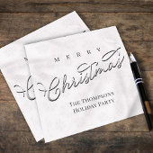 Frohe Weihnachten Silver Calligrafy Niedlich Snowf Serviette