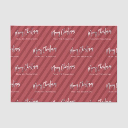 Frohe Weihnachten Silver Calligraphy Script Red Seidenpapier (Vorderseite)